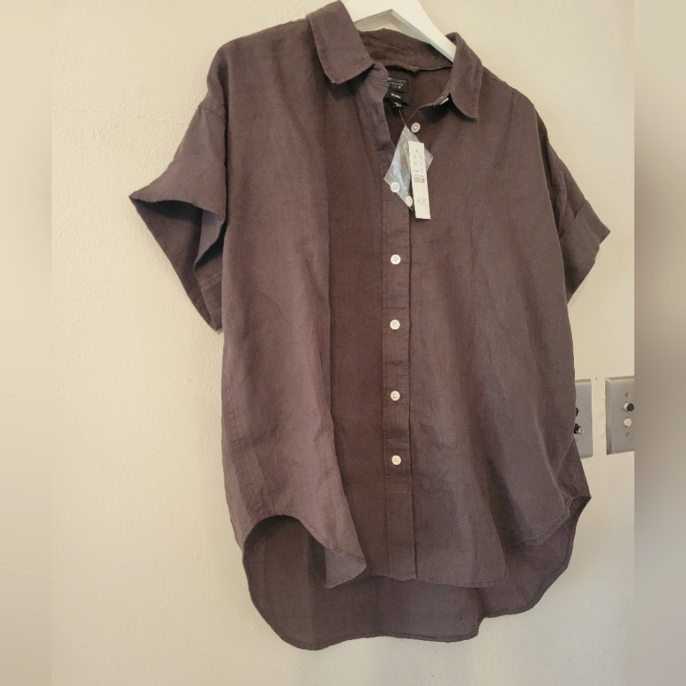 J. Crew Capitaine shirt in Baird McNutt Irish Linen - Deep Chocolate Brown - Picture 7 of 15
